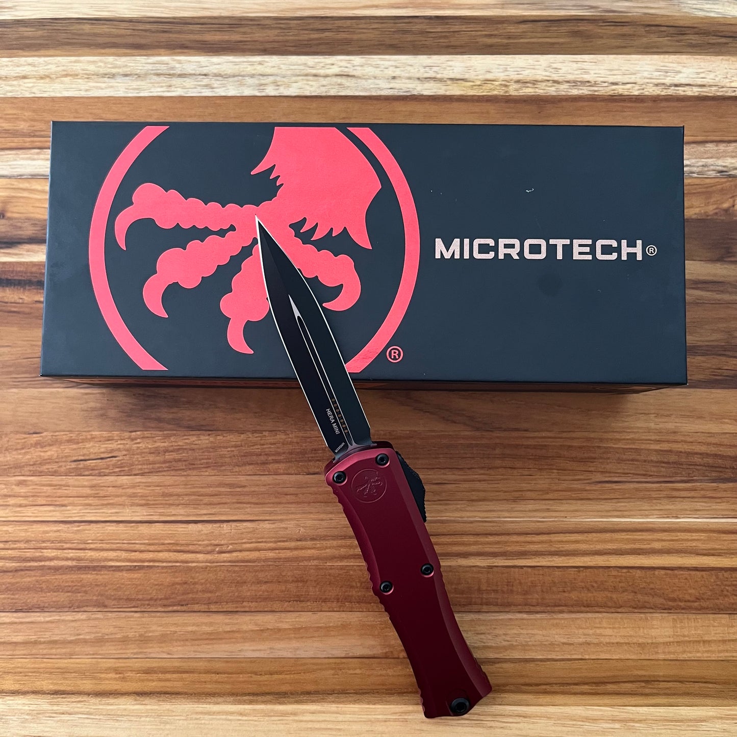 Microtech Mini Hera II 30th Anniversary D/E 3" OTF w/ Merlot Aluminum Handle