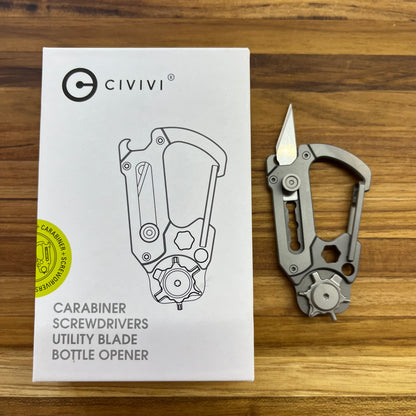 Civivi Polymorph 2.8" Grey Carabiner w/ Retractable Utility Blade