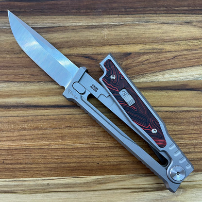 Reate EXO-M 3.25" Drop Point Gravity Knife w/ Red & Black Handle