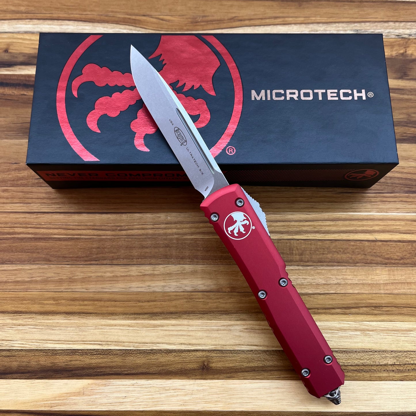 Microtech Ultratech S/E 3.25" OTF w/ Red Aluminum Handle