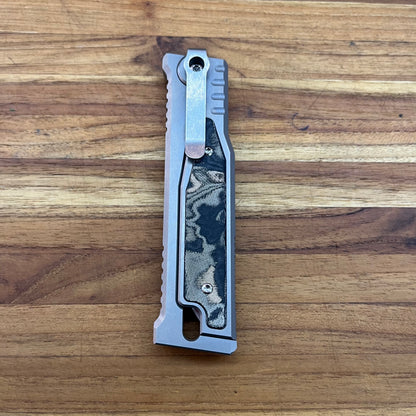 Reate EXO-M 3.25" Drop Point Gravity Knife w/ Burl Camo Handle