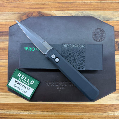 Pro-Tech Godfather 4" Auto w/ Smoky Grey Blade & Black Aluminum Handle