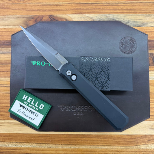 Pro-Tech Godfather 4" Auto w/ Smoky Grey Blade & Black Aluminum Handle