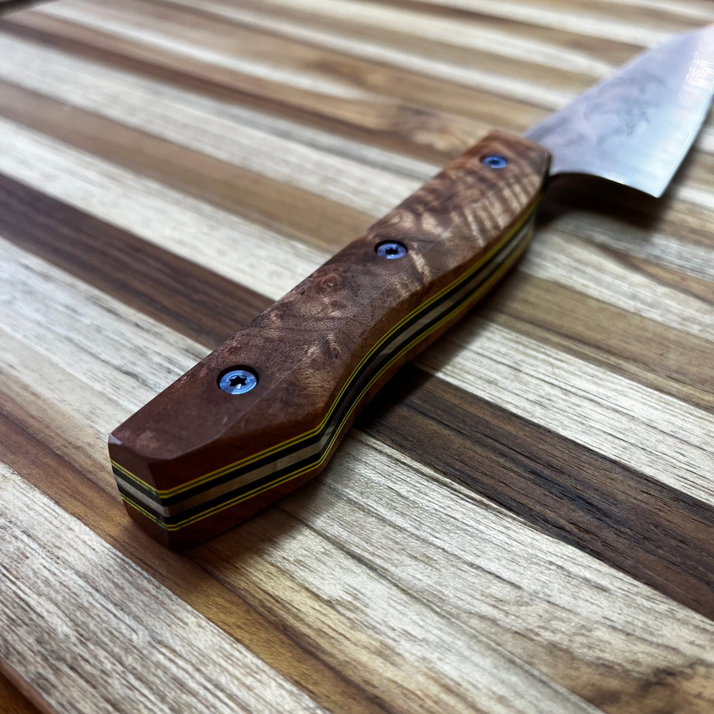 Meglio Semi-Custom 5.25" Satin Petty w/ Lasered Hammerhead & Birdseye Maple Handle