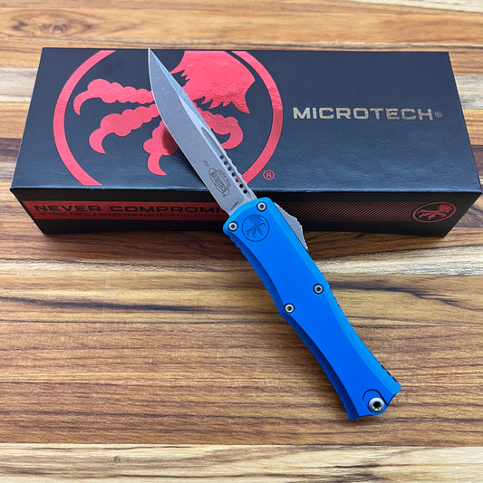 Microtech Hera II Mini S/E 3" OTF w/ Blue Aluminum Handle