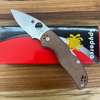 Spyderco Native 5 2.5" Folding Knife w/ Brown Canvas Micarta