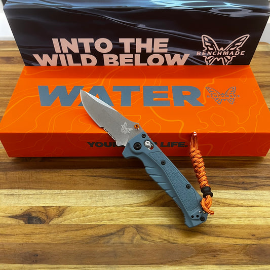 Benchmade Mini Adira 3.25” P/S Folding Knife w/ Depth Blue Grivory Handle