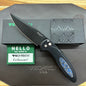 Pro-Tech *Limited Edition* Cambria Flipper 3.5" Folding Knife w/ Black Lip Pearl on Black Aluminum & TechnoCarbo Blue Inlay