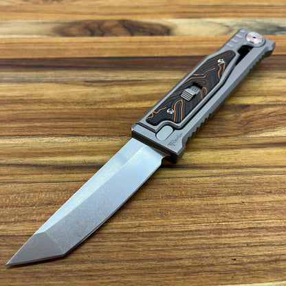Reate EXO-M 3.25" Tanto Gravity Knife w/ Orange & Black Handle
