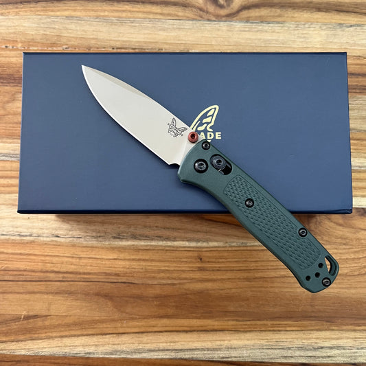 Benchmade Mini Bugout 2.85" Folding Knife w/ Taiga Green Grivory Handle