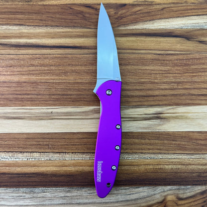 Kershaw Leek 3" Flipping Knife w/ Purple Aluminum Handle