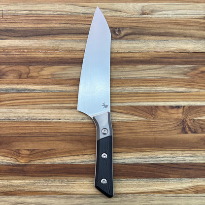 Microtech Culinary 8" Chef's Knife w/ Titanium Bolster & Black G10 Handle