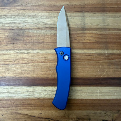 Pro-Tech *Limited Edition* Duke 2 2.75" Auto w/ Tan PVD & Navy Blue Aluminum Handle