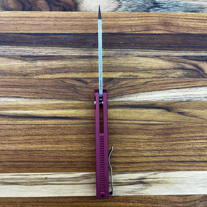 Pro-Tech *Limited Edition* Malibu 3.25" Flipping Knife w/ Pearl Button & Red Textured Aluminum Handle