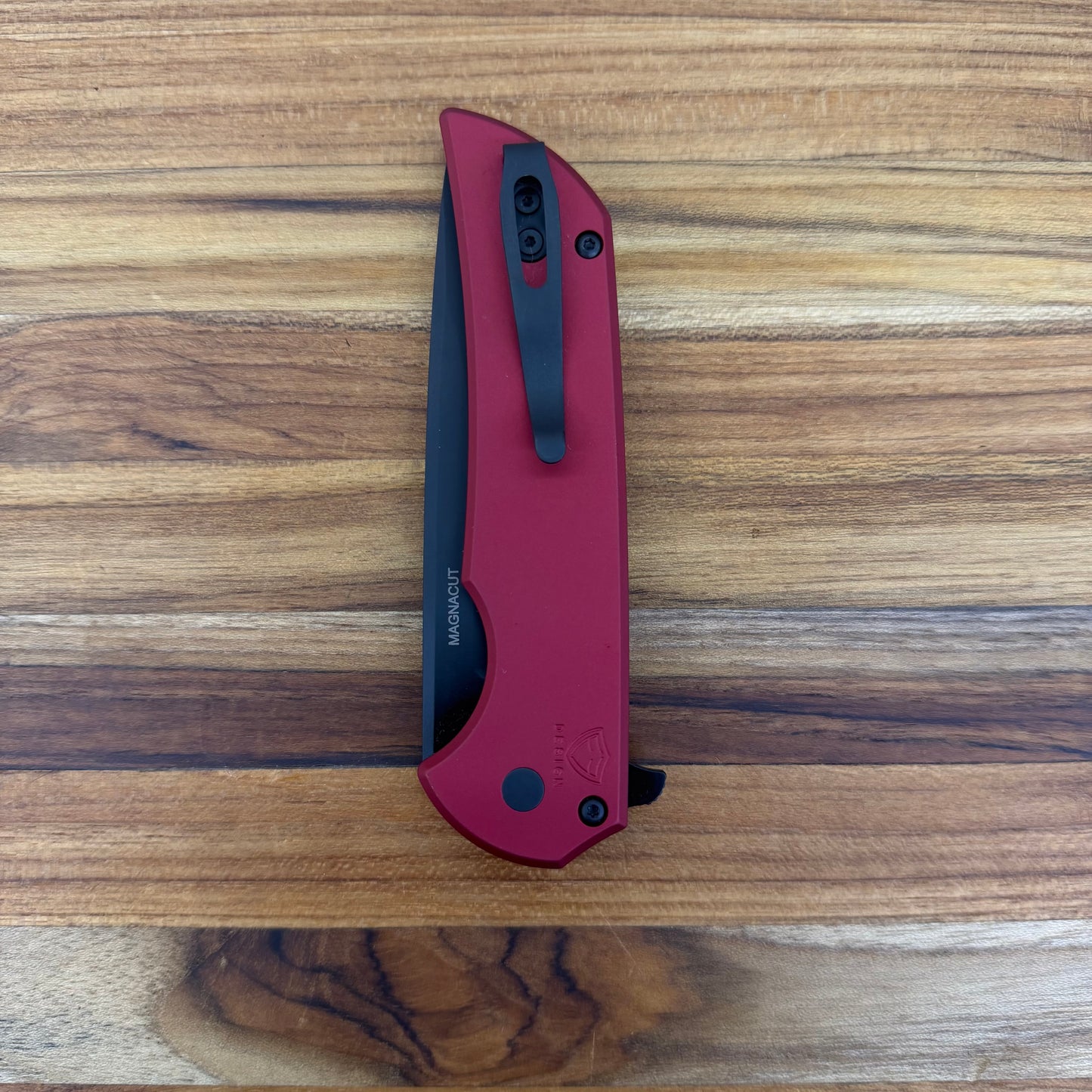 Pro-Tech Mordax 3.5" Flipping Knife w/ Black DLC Blade & Red Aluminum Handle