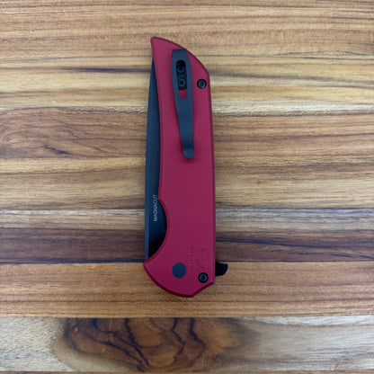 Pro-Tech Mordax 3.5" Flipping Knife w/ Black DLC Blade & Red Aluminum Handle