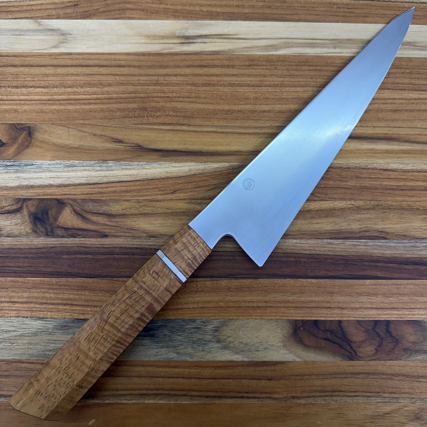 Enceladus Custom 210mm (8.25") K-Tip Gyuto w/ Stabilized Koa & Titanium Handle