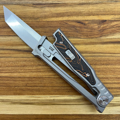 Reate EXO-M 3.25" Tanto Gravity Knife w/ Orange & Black Handle