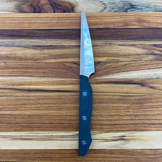 Meglio Production 3.75" Satin Paring Knife w/ Deep Teal G10 Handle