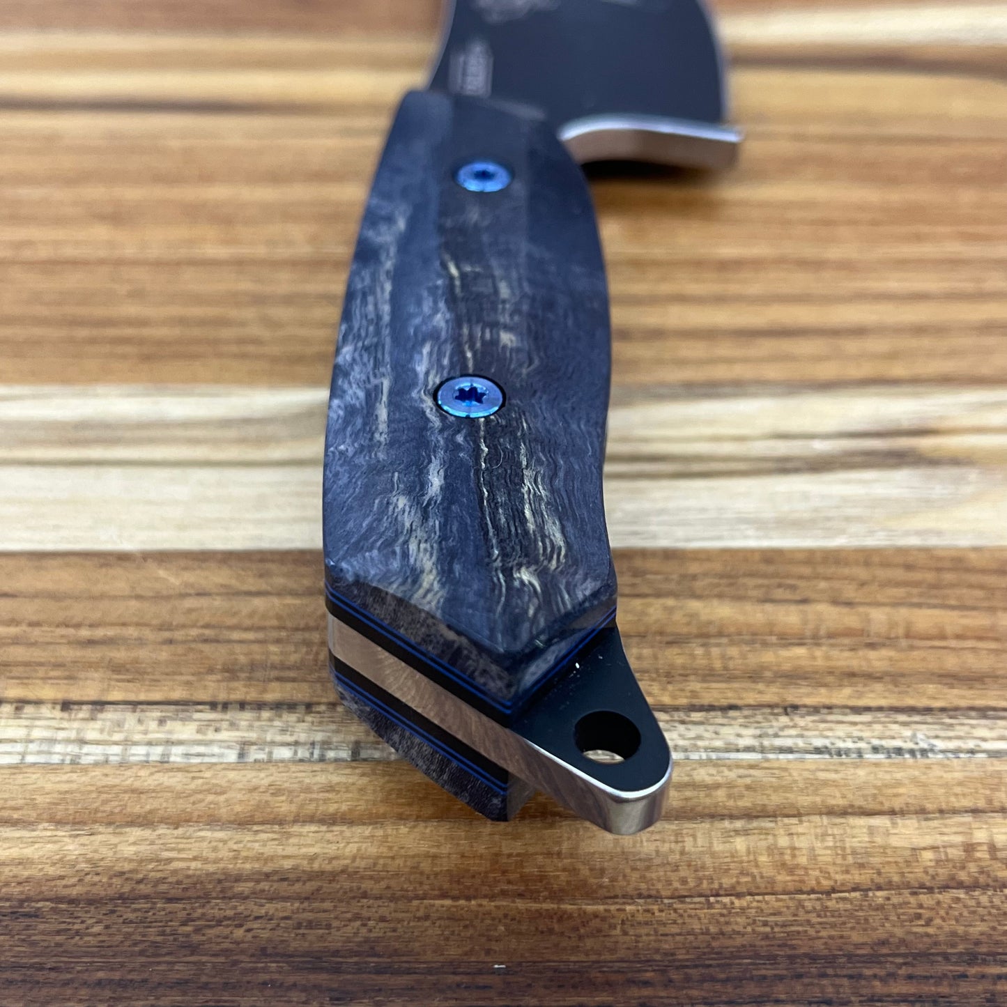 Meglio Blade Show Semi-Custom H-Series 4" Outdoor Kitchen Knife w/ Lasered Calypso & Blue/Black Primavera Handle