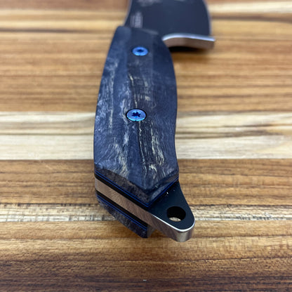Meglio Blade Show Semi-Custom H-Series 4" Outdoor Kitchen Knife w/ Lasered Calypso & Blue/Black Primavera Handle