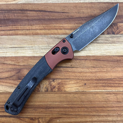 Benchmade Crooked River 4" Folding Knife w/ Burnt Copper Aluminum & Black Canvas Micarta Handle