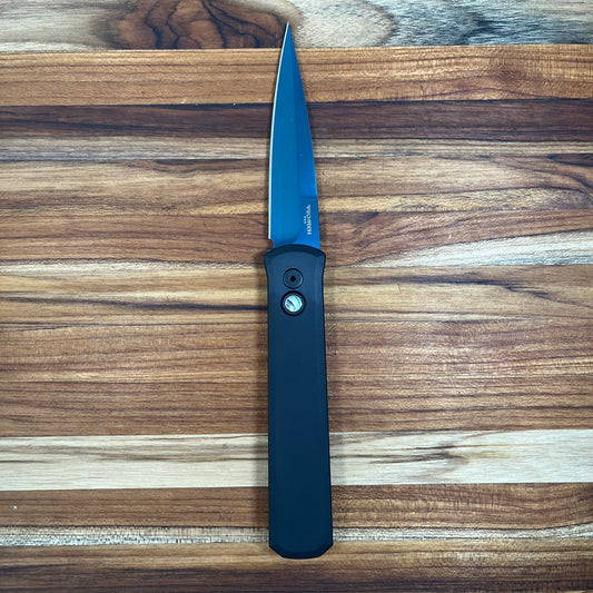 Pro-Tech Godfather 4" Auto w/ Sapphire Blade & Black Aluminum Handle