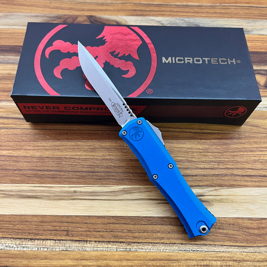 Microtech Hera II Mini Recurve 3" OTF w/ Blue Aluminum Handle