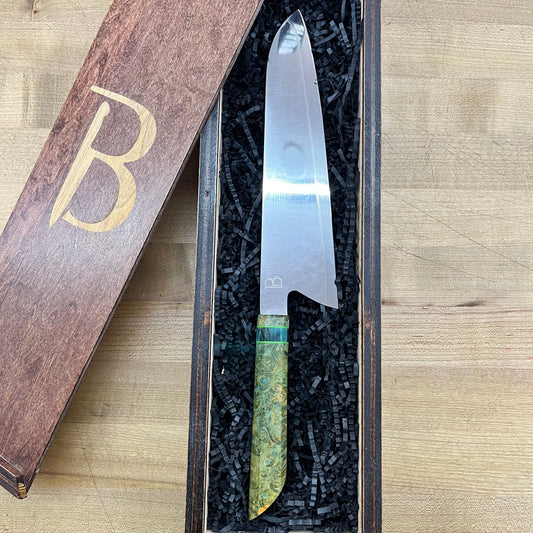 Baldwin Blades 225mm (9") Gyuto w/ Green Black Ash Handle