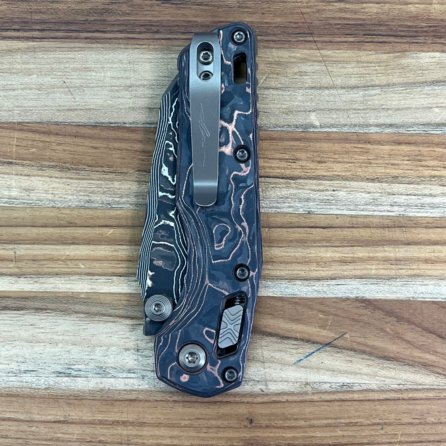Microtech Marfione Select MSI Mini Ram-Lok 3" Folding Knife w/ Livewire Carbon Fiber & Bronze Titanium Accented Handle