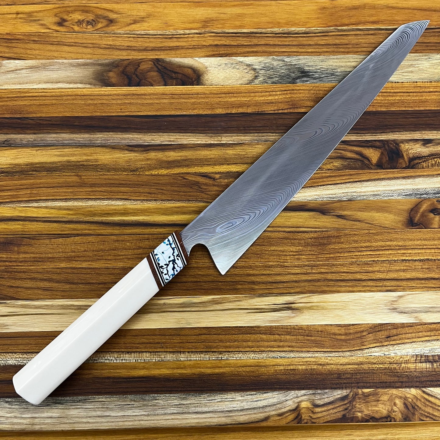 3rd Hill Customs Damasteel 280mm (11") Sujihiki w/ Ivory handle