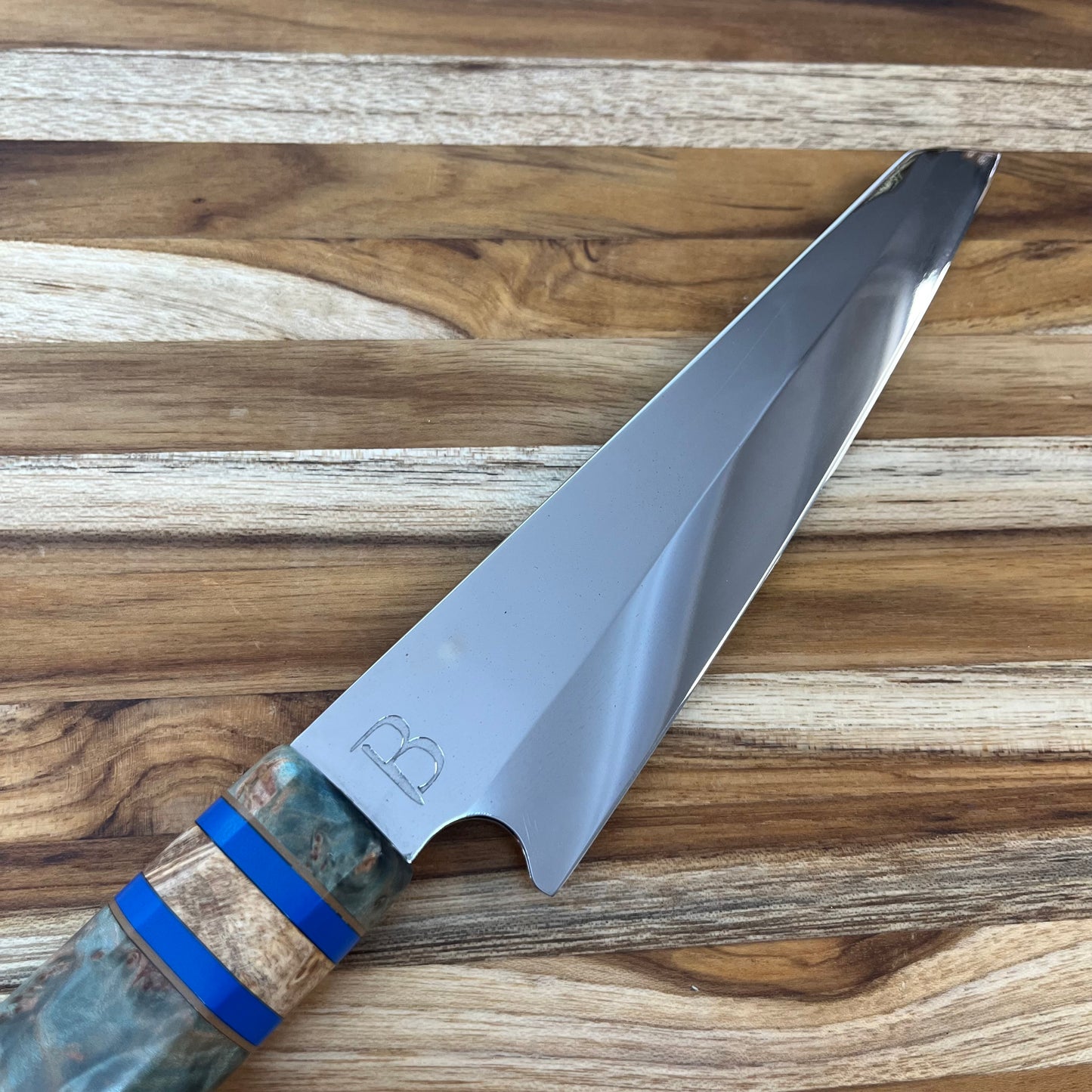 Baldwin Blades 165mm Honesuke in 1095 and Blue/Beige Redwood