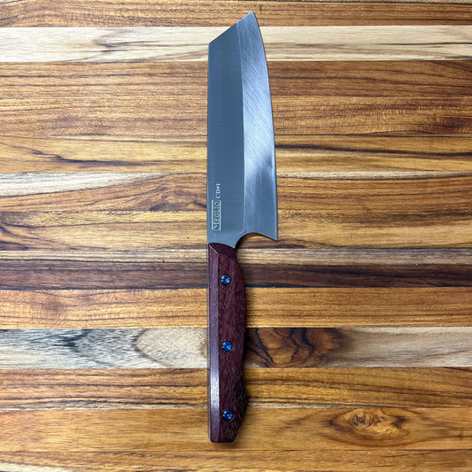 Meglio Semi-Custom 6" Satin Bunka w/ S-Grind & Purpleheart Handle