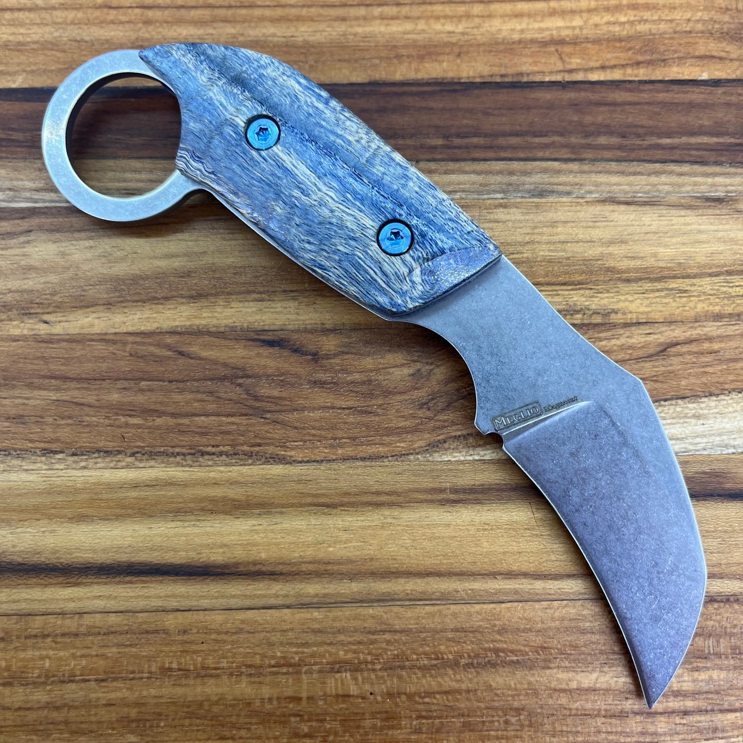 Meglio Blade Show Semi-Custom 2" MagnaCut Karambit w/ Blue Primavera Handle & Kydex Sheath