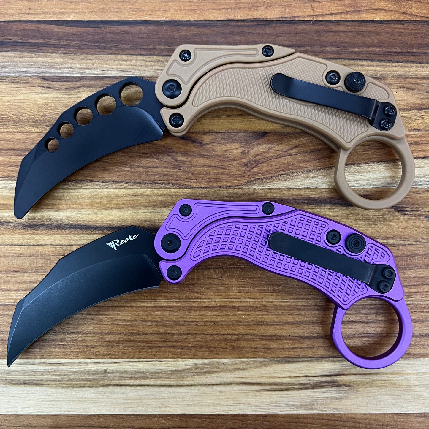 Reate EXO-K 3" PVD Purple Gravity Karambit w/ Trainer Knife