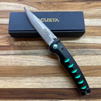 Mcusta USA Katana 3.5" Folding Knife w/ Black & Green Aluminum Handle