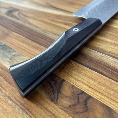 Running Man Forge Semi-Custom 170mm (6.75") Santoku w/ Laser Engraving & Black Micarta Handle