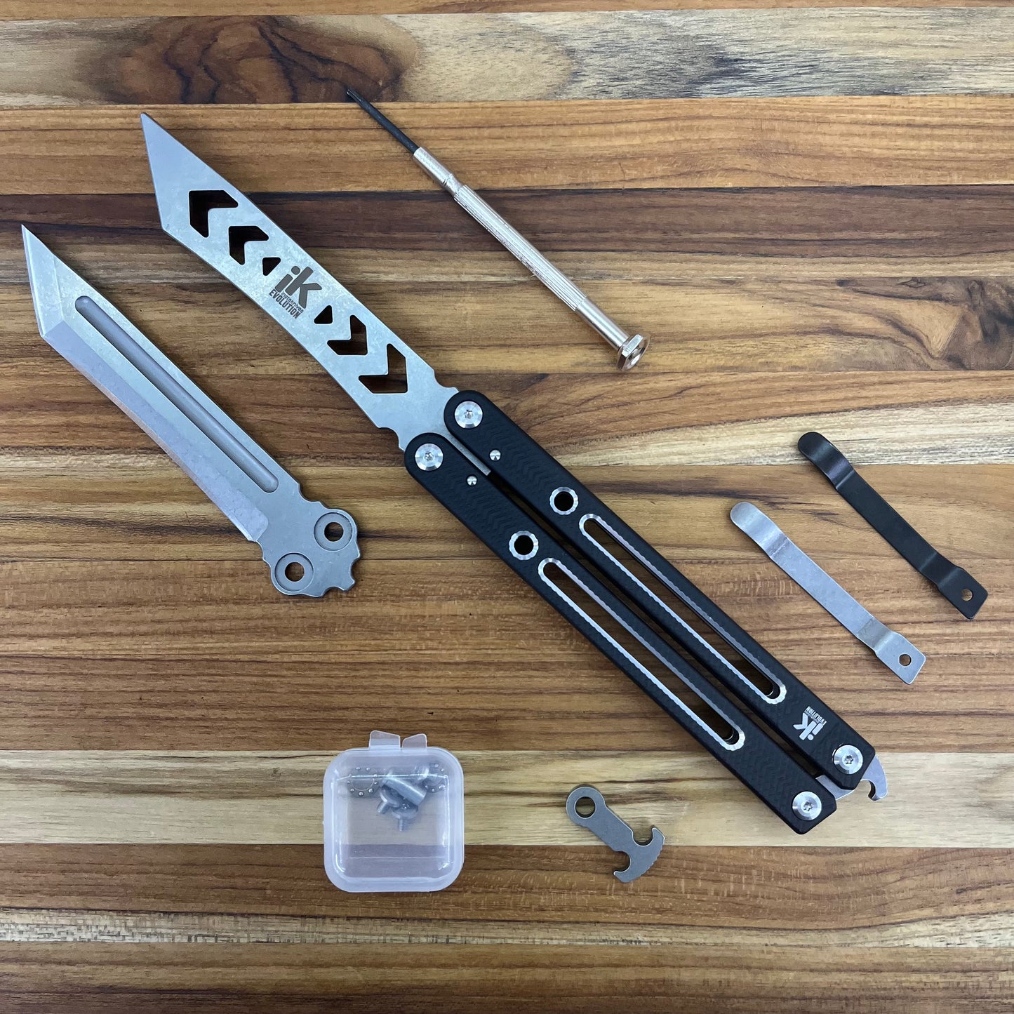 Instaknives Evolution Insta-Kit 5.25" Butterfly Knife w/ Trainer Blade, Parts & Black Handle
