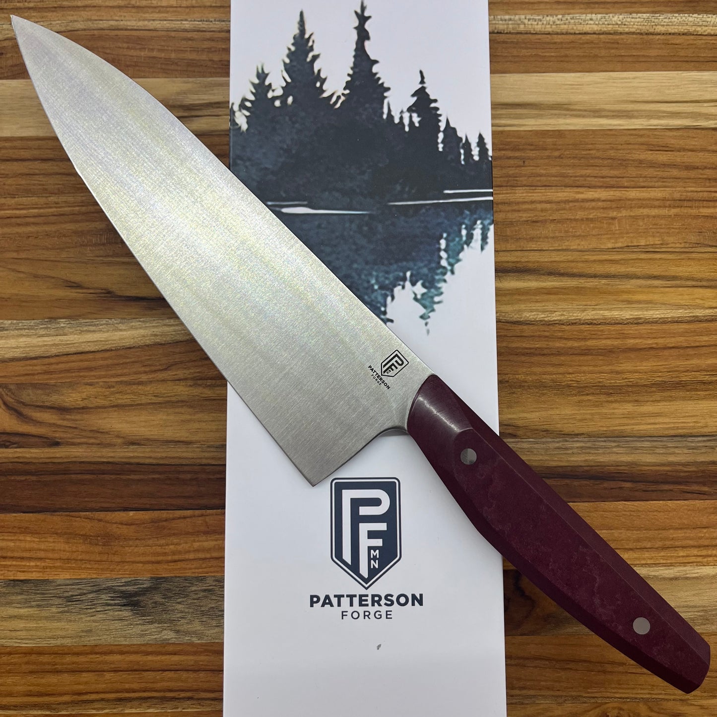Patterson Forge Production 200mm (8") Chef's Knife w/ Redstone Richlite Handle