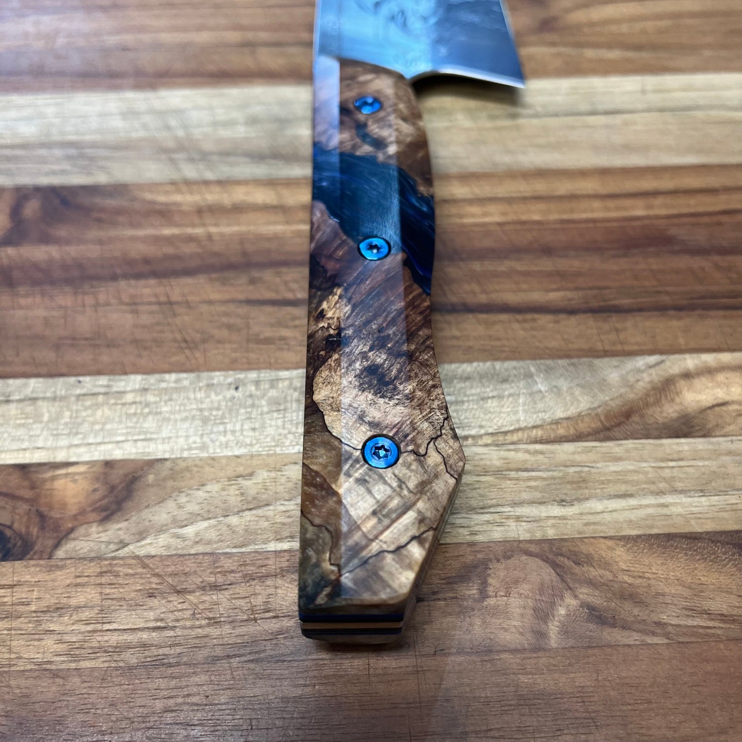 Meglio Semi-Custom 8" Satin Gyuto 2.0 w/ Lasered Calypso & Spalted Maple Burl Handle