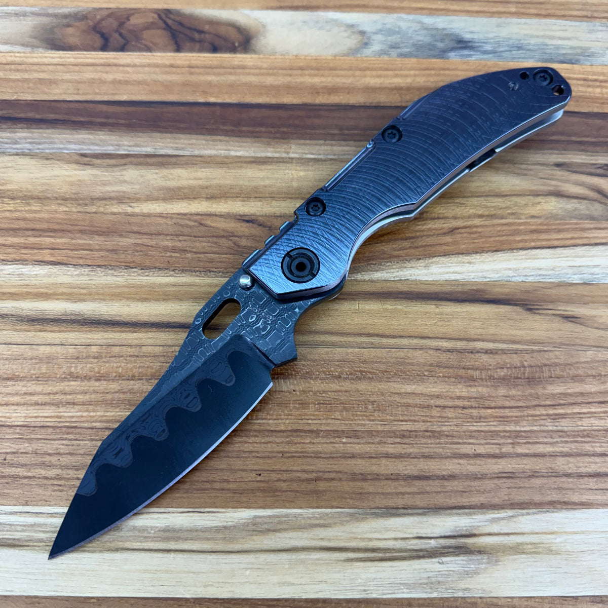Dwyer Custom Goods BBNL 3" Folding Knife w/ Electric Black Milled Titanium Handle