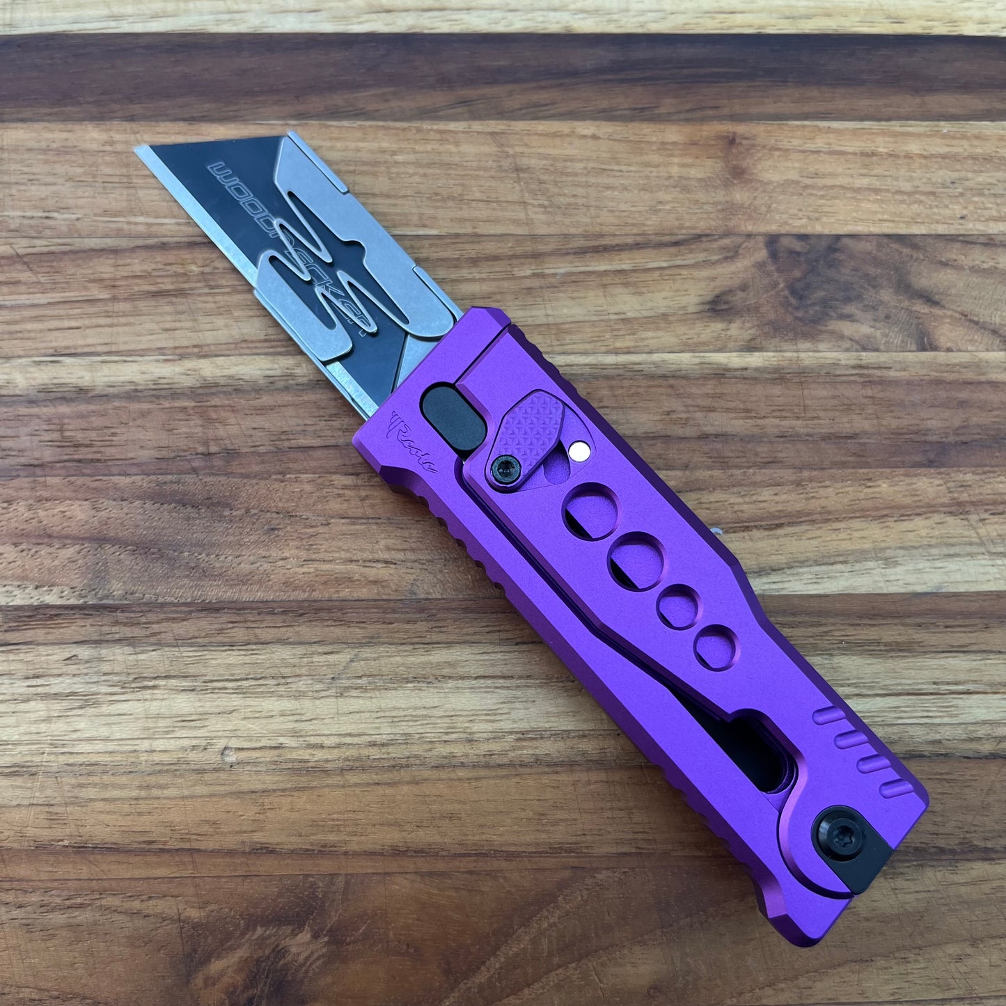 Reate Exo-U Gravity 2.5" Utility Knife w/ Purple Speedhole Handle