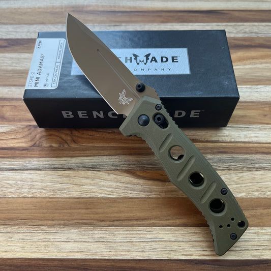 Benchmade Mini Adamas 3.25" Folding Knife w/ OD Green G10 Handle