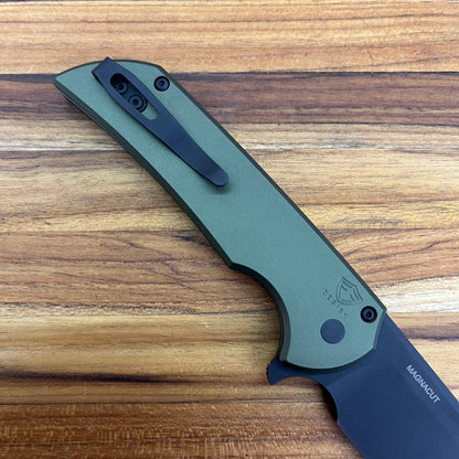 Pro-Tech Mordax 3.5" Flipping Knife w/ Black DLC Blade & Green Aluminum Handle