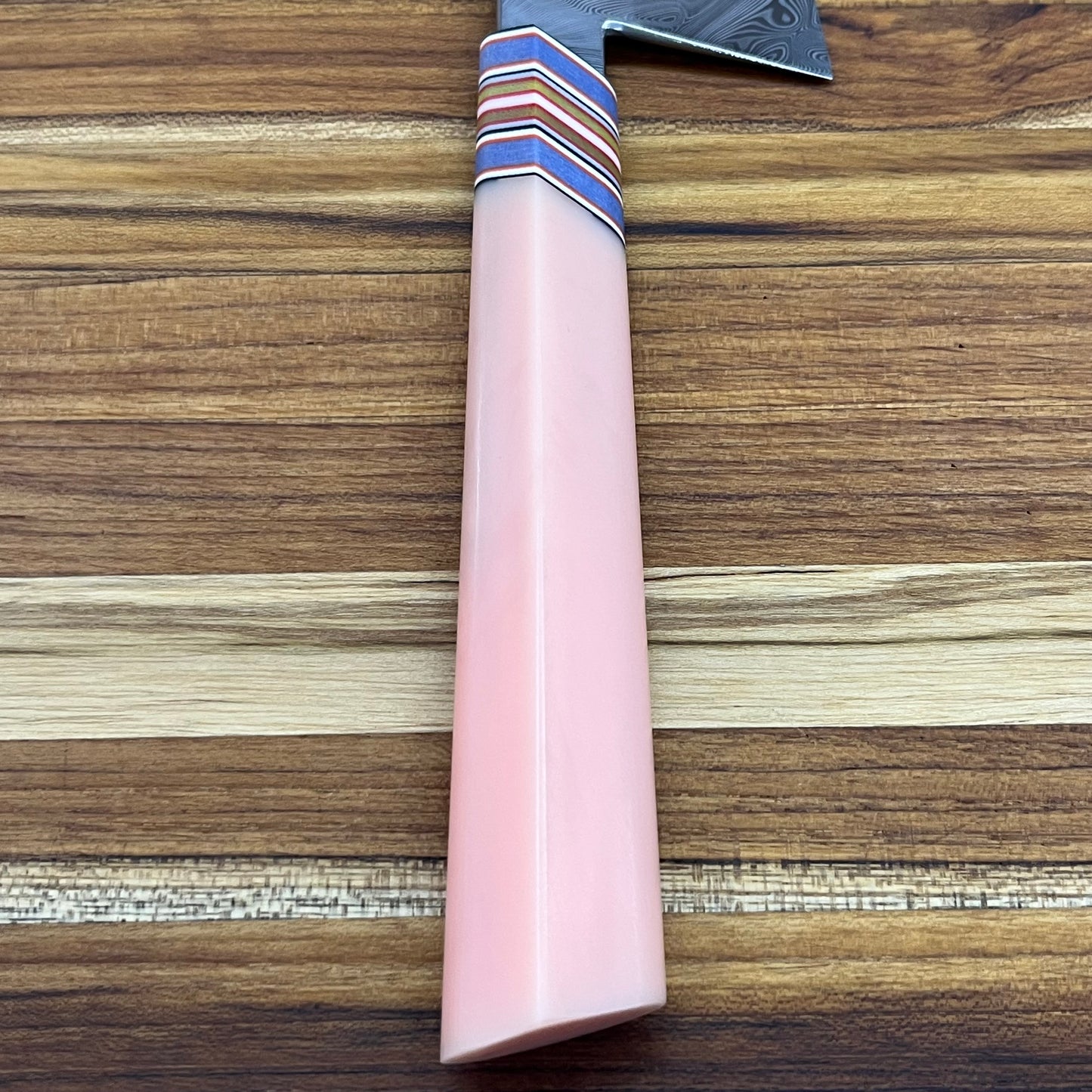 3rd Hill Customs 215mm (8.5") Damasteel Gyuto w/ Peach Resin Handle