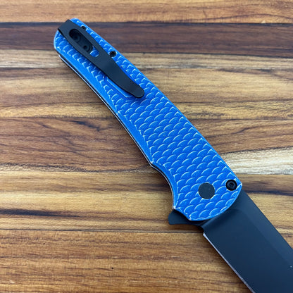 Pro-Tech Malibu 3.25" Flipping Knife w/ Battle Worn Blue Dragon Scale Handle