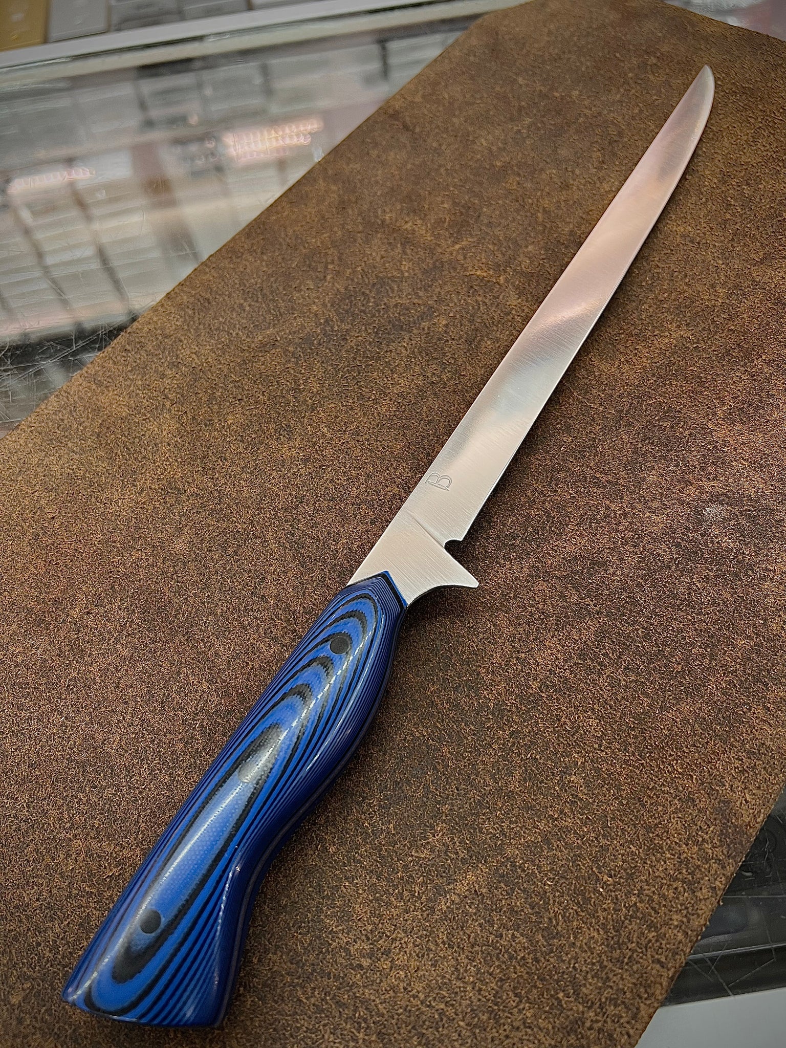 Baldwin Blades 9" Fillet Knife in AEB-L and Blue G10