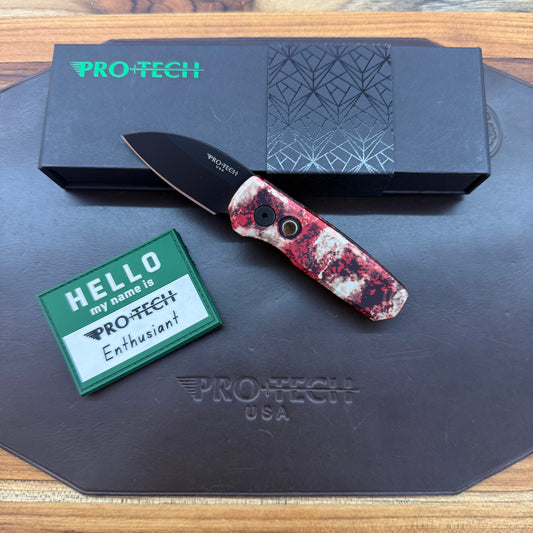 Pro-Tech Runt 5 2" Auto w/ DLC Wharncliffe Blade & Crimson Tiger Camo Aluminum Handle