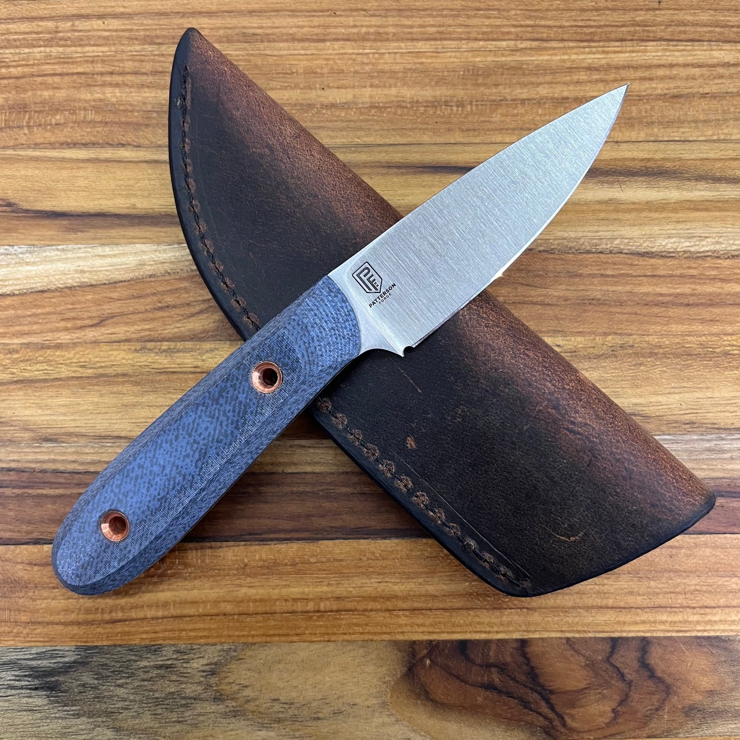 Patterson Forge 70mm (2.75") Fixed Blade w/ Denim Micarta Handle