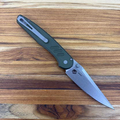 Pro-Tech Avalon 4" Folding Knife w/ Knurled Green Aluminum Handle